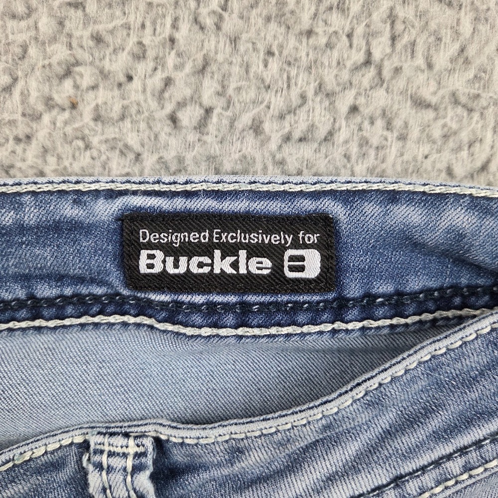 Salvage Anarchy Buckle Jeans Mens 40R (42x31) Blue Relaxed Straight Distressed - Picture 9 of 13